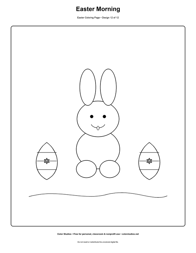Easter Morning, an original easter coloring page with detailed complexity