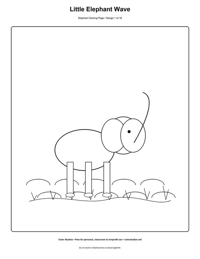 Preview of an original elephant coloring page