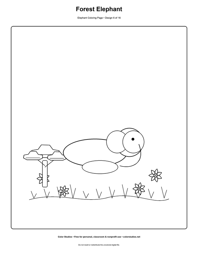 Forest Elephant, an original elephant coloring page with detailed complexity
