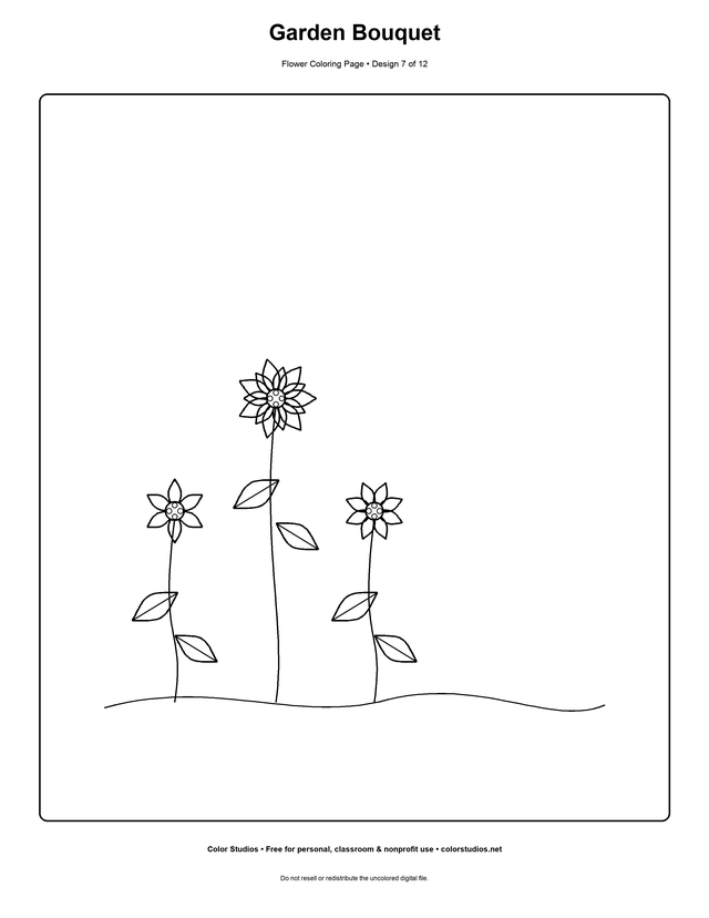 Garden Bouquet, an original flower coloring page with easy complexity