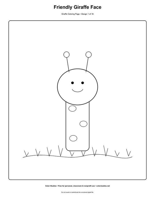 Preview of an original giraffe coloring page