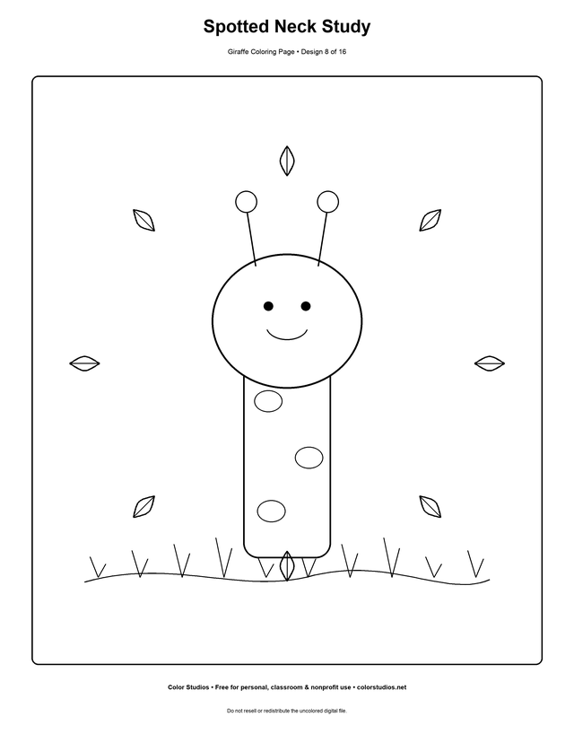 Spotted Neck Study, an original giraffe coloring page with medium complexity