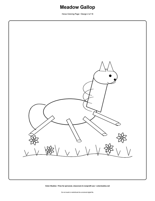 Meadow Gallop, an original horse coloring page with medium complexity