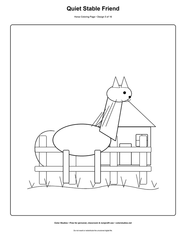 Quiet Stable Friend, an original horse coloring page with medium complexity