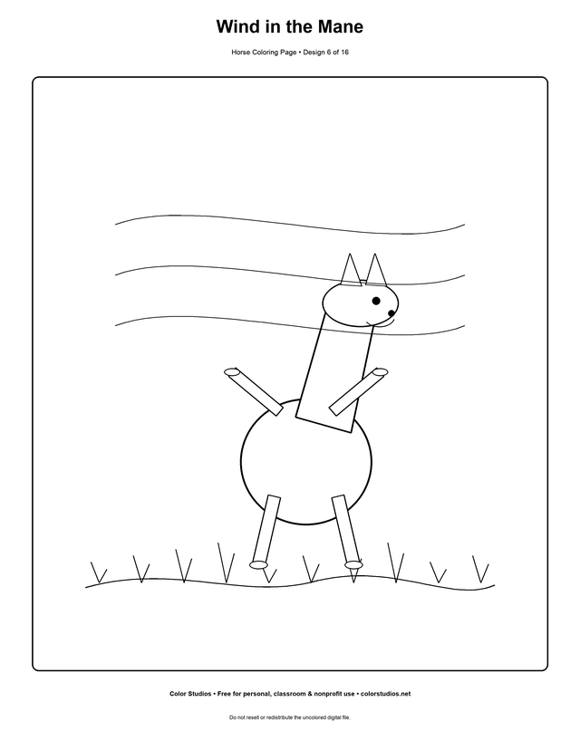 Wind in the Mane, an original horse coloring page with detailed complexity