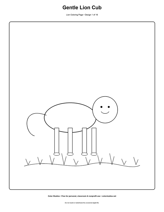 Preview of an original lion coloring page