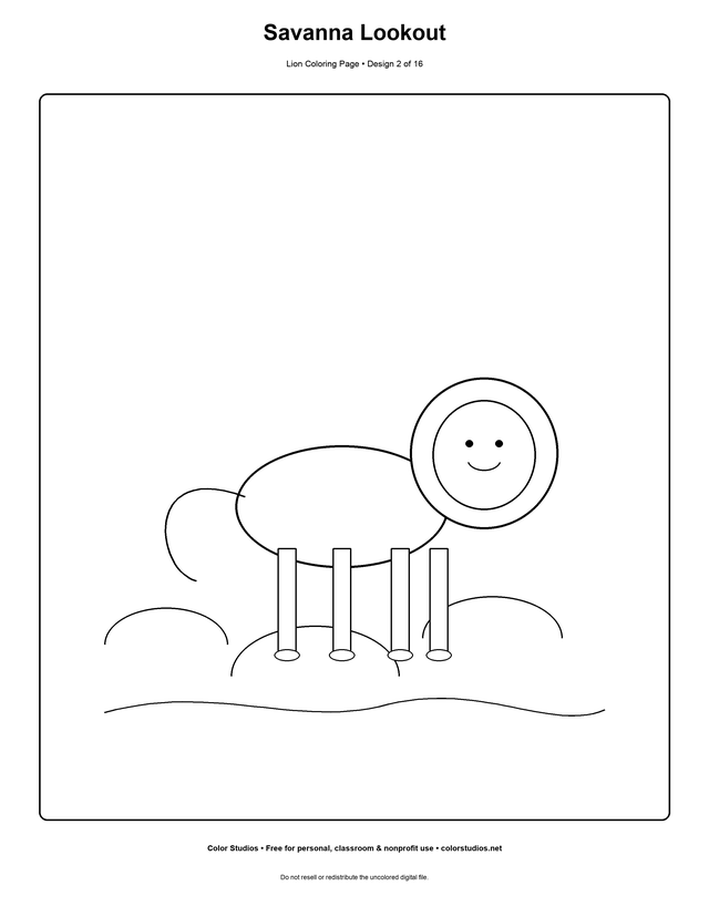Savanna Lookout lion coloring page preview