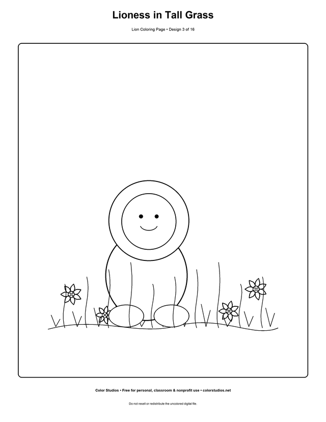 Lioness in Tall Grass lion coloring page preview