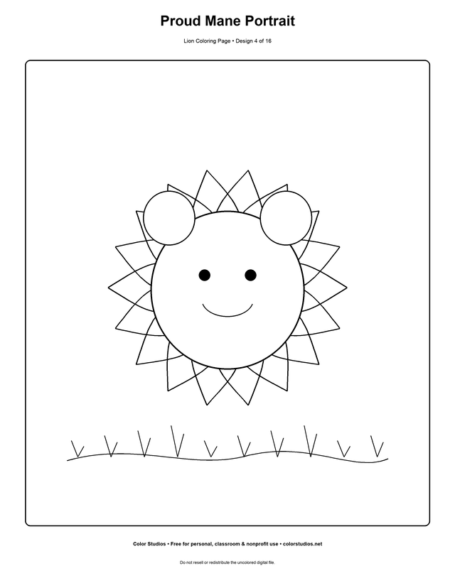 Proud Mane Portrait lion coloring page preview