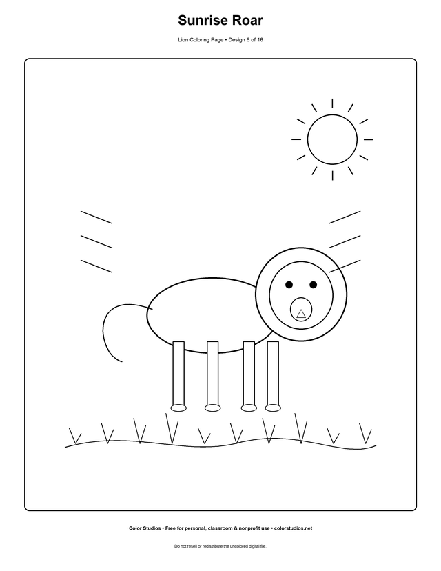 Sunrise Roar lion coloring page preview