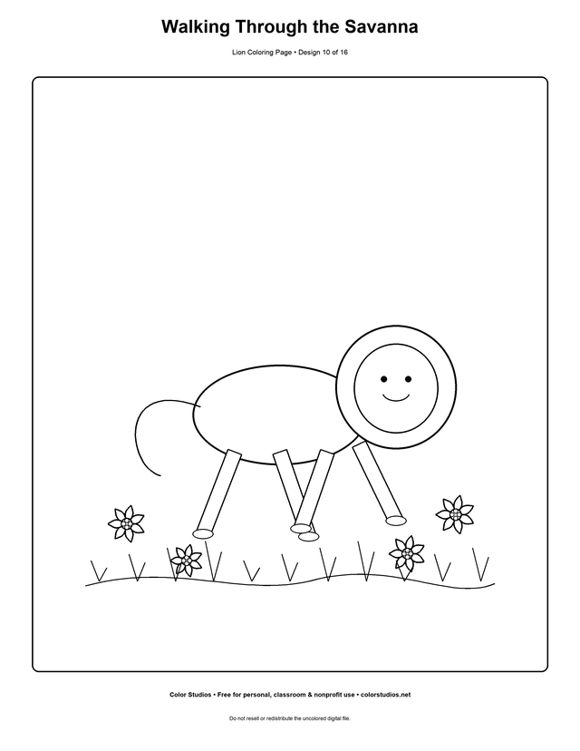 Walking Through the Savanna lion coloring page preview