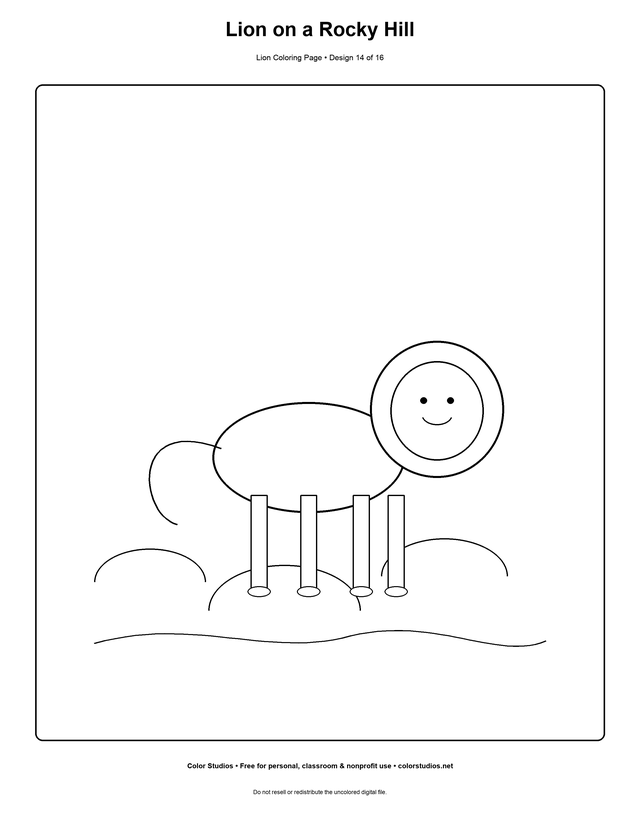 Lion on a Rocky Hill lion coloring page preview