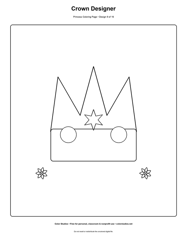 Crown Designer, an original princess coloring page with detailed complexity