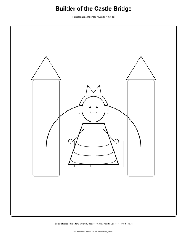 Builder of the Castle Bridge, an original princess coloring page with easy complexity