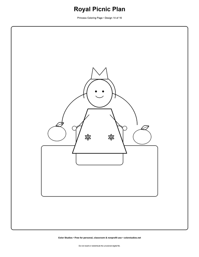 Royal Picnic Plan, an original princess coloring page with medium complexity