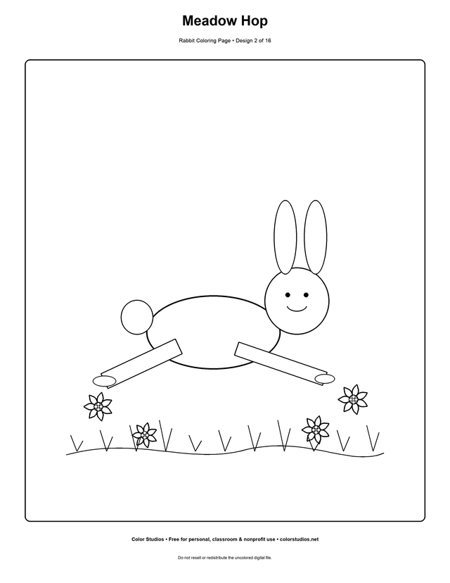 Meadow Hop, an original rabbit coloring page with medium complexity