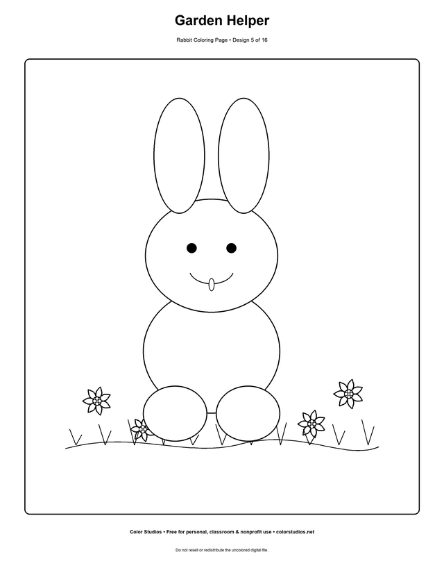Garden Helper, an original rabbit coloring page with medium complexity