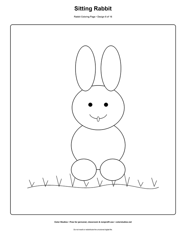 Sitting Rabbit, an original rabbit coloring page with detailed complexity