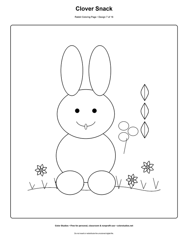 Clover Snack, an original rabbit coloring page with easy complexity