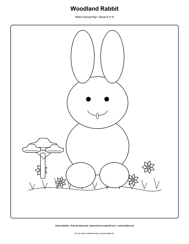 Woodland Rabbit, an original rabbit coloring page with medium complexity