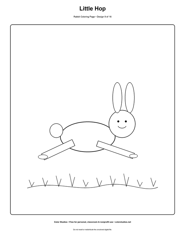 Little Hop, an original rabbit coloring page with detailed complexity
