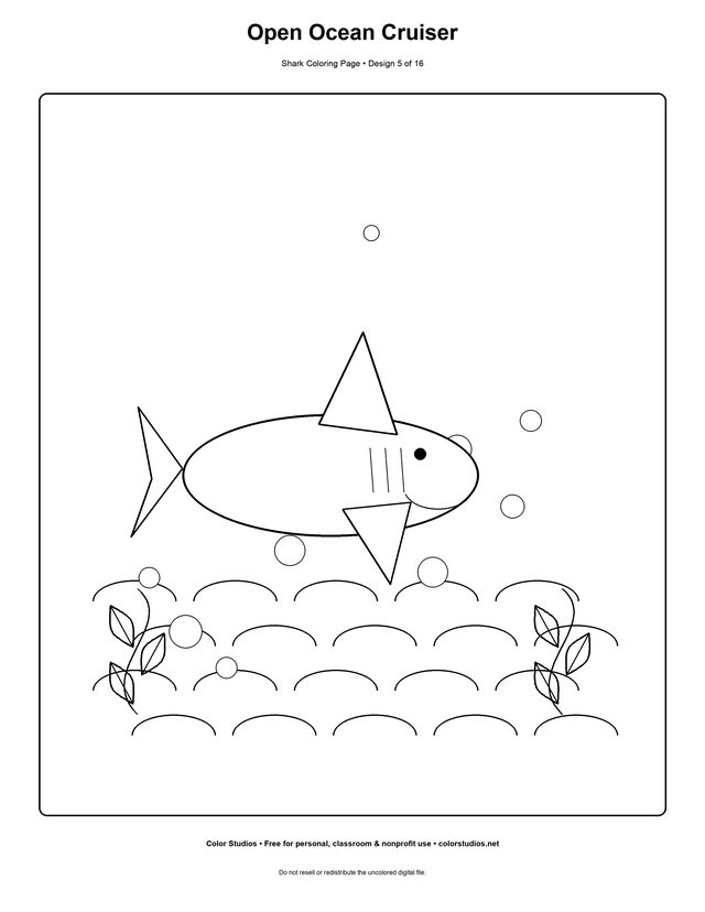 Open Ocean Cruiser, an original shark coloring page with medium complexity