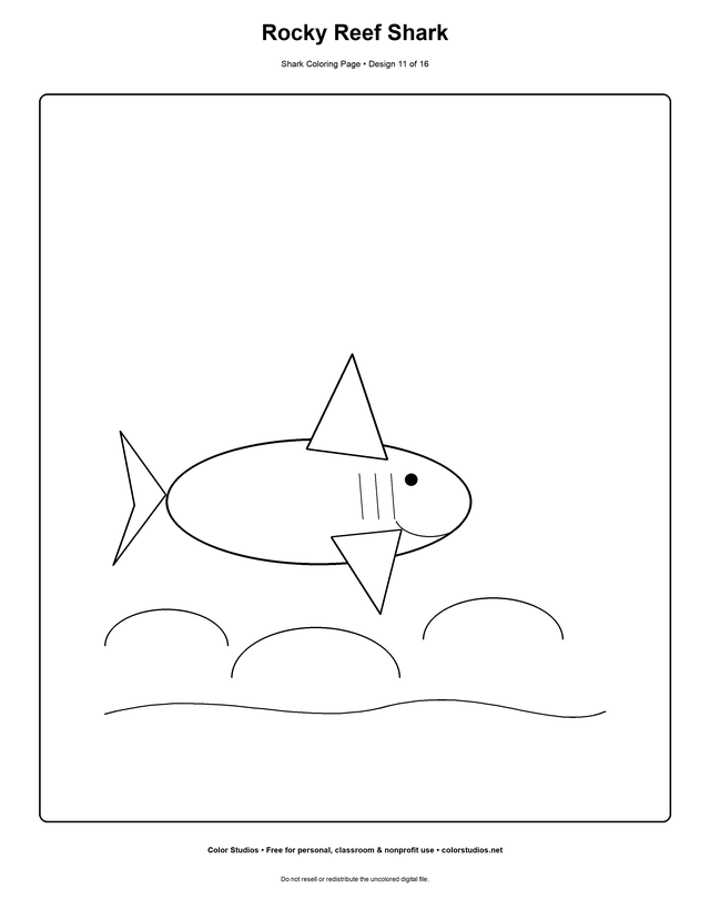 Rocky Reef Shark, an original shark coloring page with medium complexity