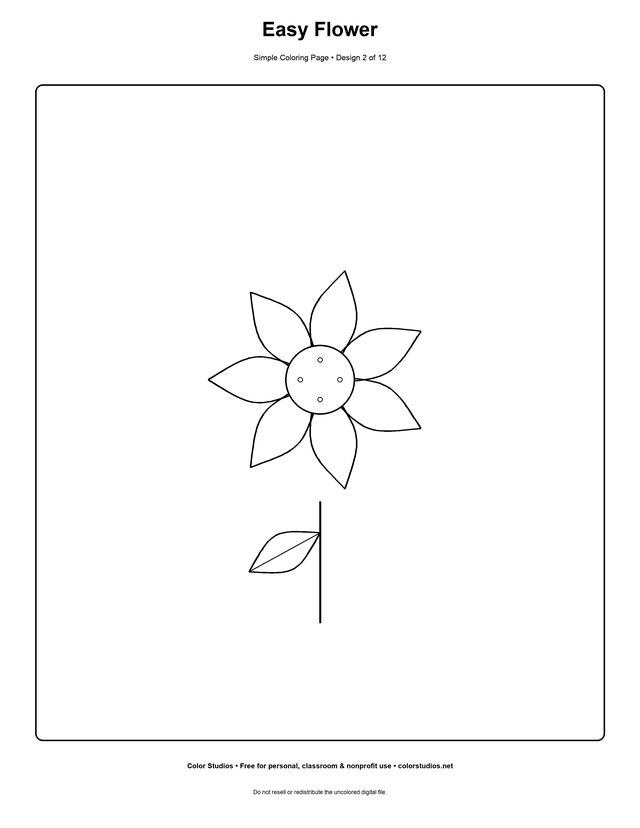 Easy Flower, an original simple coloring page with easy complexity
