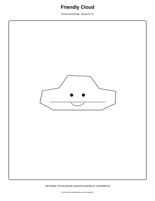 Friendly Cloud, an original simple coloring page with easy complexity