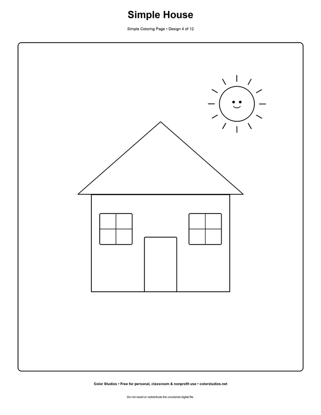 Simple House, an original simple coloring page with easy complexity