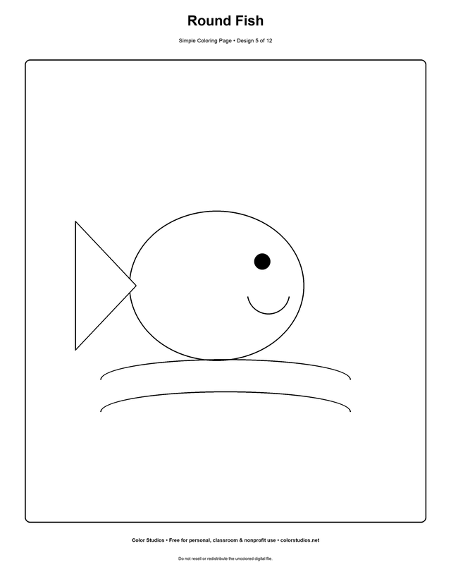 Round Fish, an original simple coloring page with easy complexity