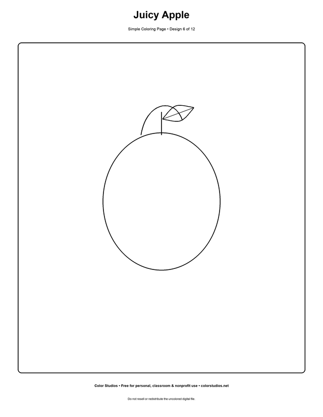 Juicy Apple, an original simple coloring page with easy complexity