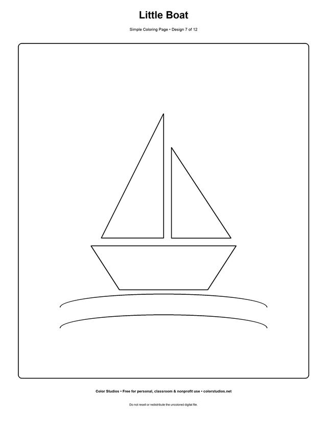Little Boat, an original simple coloring page with easy complexity