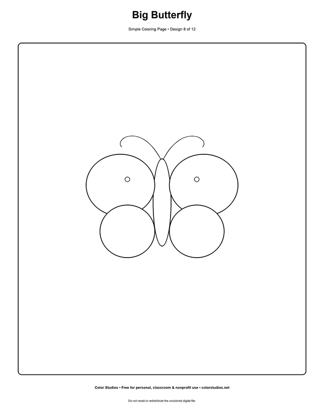 Big Butterfly, an original simple coloring page with easy complexity