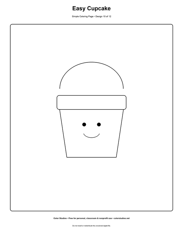 Easy Cupcake, an original simple coloring page with medium complexity