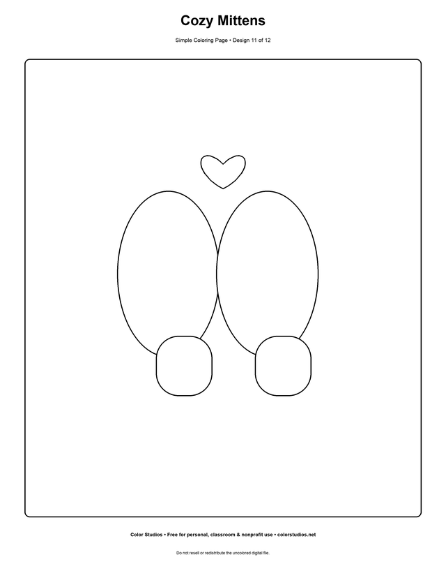 Cozy Mittens, an original simple coloring page with medium complexity