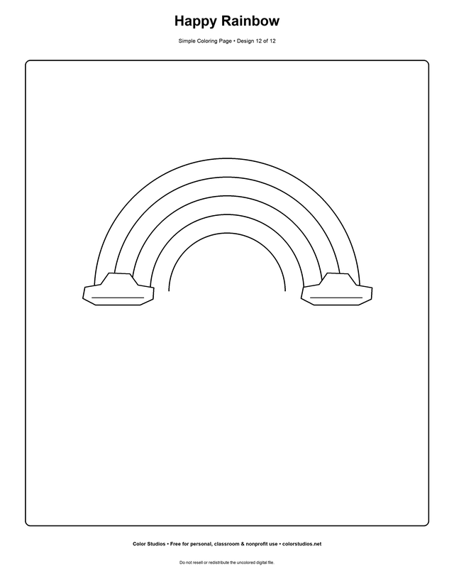 Happy Rainbow, an original simple coloring page with medium complexity