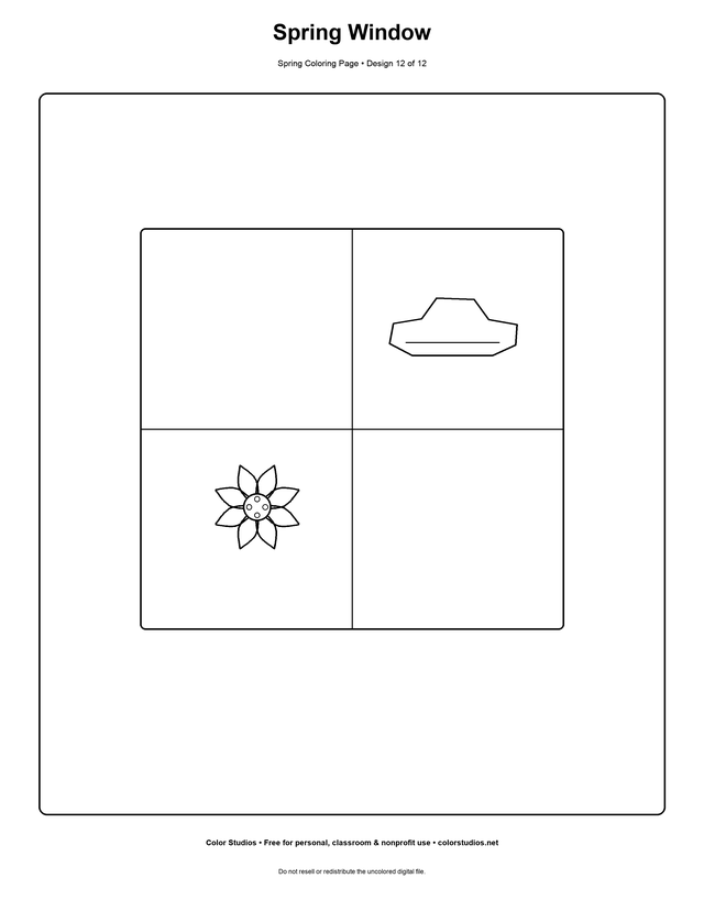 Spring Window, an original spring coloring page with medium complexity