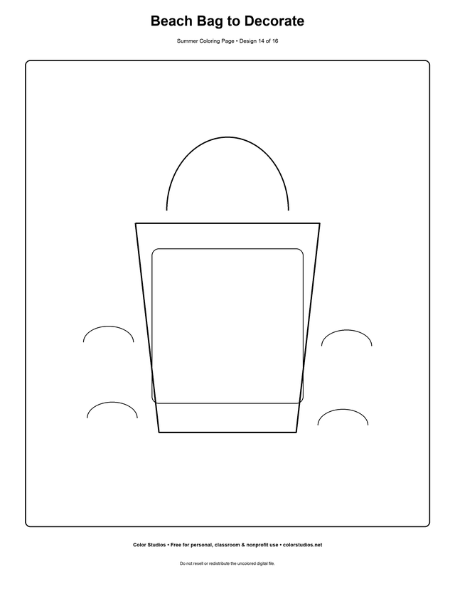 Beach Bag to Decorate, an original summer coloring page with medium complexity