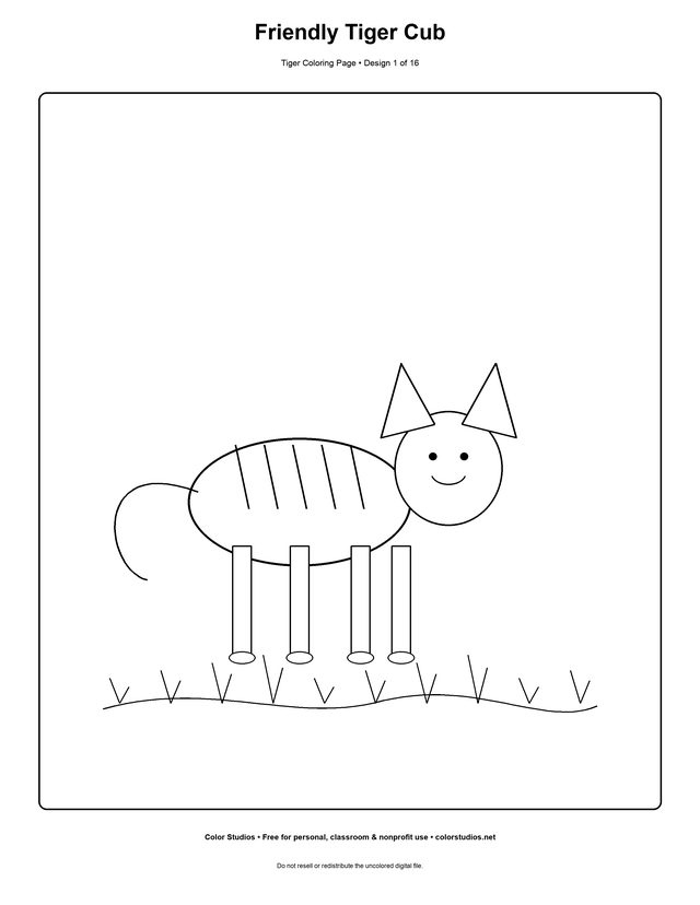 Friendly Tiger Cub, an original tiger coloring page