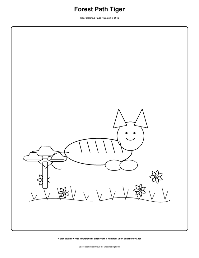 Forest Path Tiger, an original tiger coloring page with medium complexity