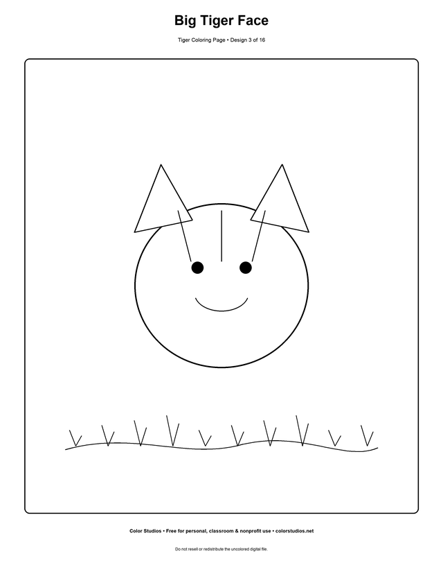 Big Tiger Face, an original tiger coloring page with detailed complexity
