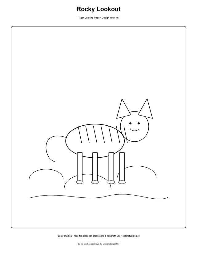 Rocky Lookout, an original tiger coloring page with easy complexity
