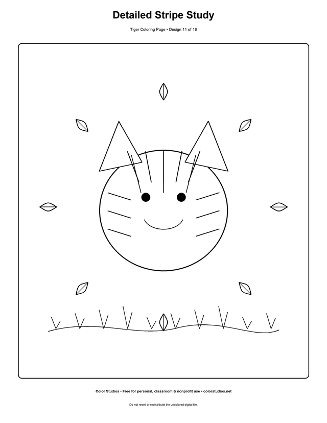 Detailed Stripe Study, an original tiger coloring page with medium complexity