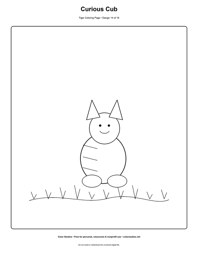 Curious Cub, an original tiger coloring page with medium complexity